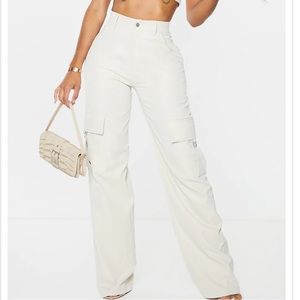 Stone Buckle Detail Cargo Wide Leg